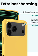 Forterra Forterra iPhone 17 Pro Hoesje Siliconen Met Screenprotector Met Dichte Notch - Geel