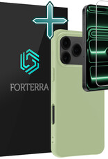 Forterra Forterra iPhone 17 Pro Hoesje Siliconen Met Screenprotector Met Dichte Notch - Groen