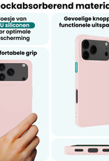 Forterra Forterra iPhone 17 Pro Hoesje Siliconen Met Screenprotector Met Dichte Notch - Lichtroze