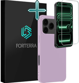 Forterra Forterra iPhone 17 Pro Hoesje Siliconen Met Screenprotector Met Dichte Notch - Lila
