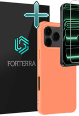 Forterra Forterra iPhone 17 Pro Hoesje Siliconen Met Screenprotector Met Dichte Notch - Perzik