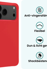 Forterra Forterra iPhone 17 Pro Hoesje Siliconen Met Screenprotector Met Dichte Notch - Rood