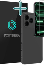 Forterra Forterra iPhone 17 Pro Hoesje Siliconen Met Screenprotector Met Dichte Notch - Zwart