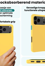 Forterra Forterra iPhone 17 Pro Hoesje Siliconen Met 2x Screenprotector Met Dichte Notch - Geel