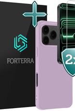 Forterra Forterra iPhone 17 Pro Hoesje Siliconen Met 2x Screenprotector Met Dichte Notch - Lila