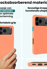 Forterra Forterra iPhone 17 Pro Hoesje Siliconen Met 2x Screenprotector Met Dichte Notch - Perzik