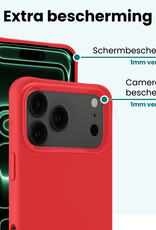 Forterra Forterra iPhone 17 Pro Hoesje Siliconen Met 2x Screenprotector Met Dichte Notch - Rood