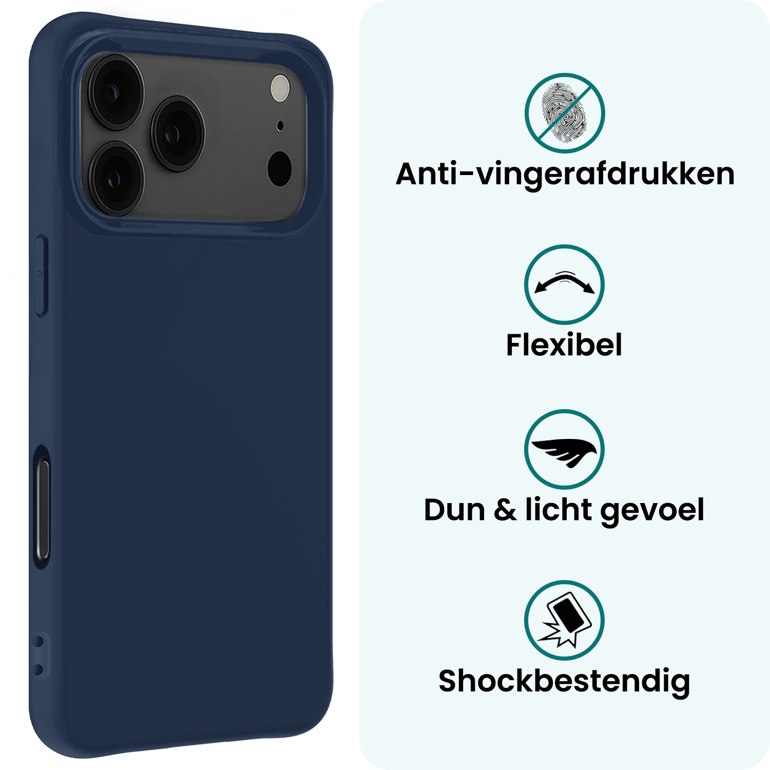 Forterra Forterra iPhone 17 Pro Max Hoesje Siliconen - Donkerblauw