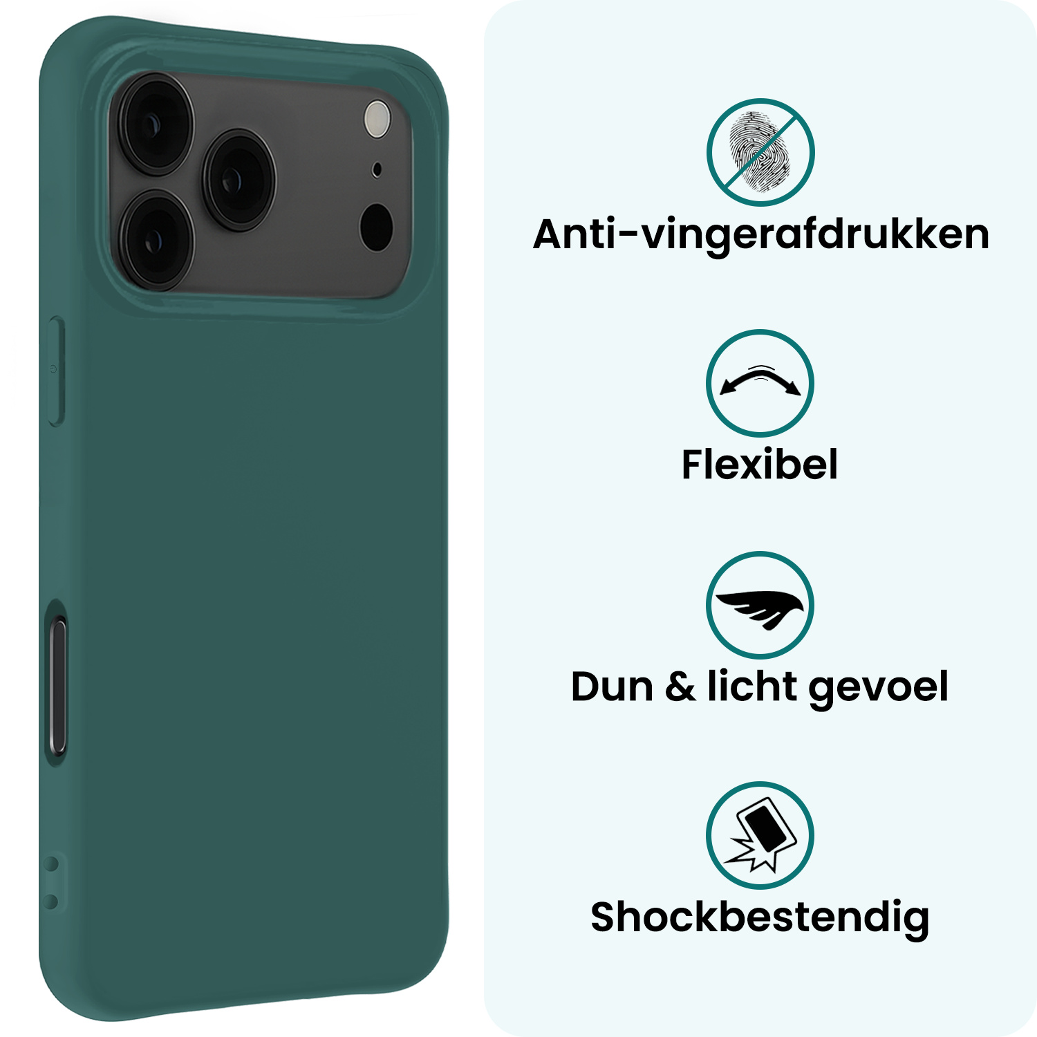 Forterra Forterra iPhone 17 Pro Max Hoesje Siliconen - Donkergroen