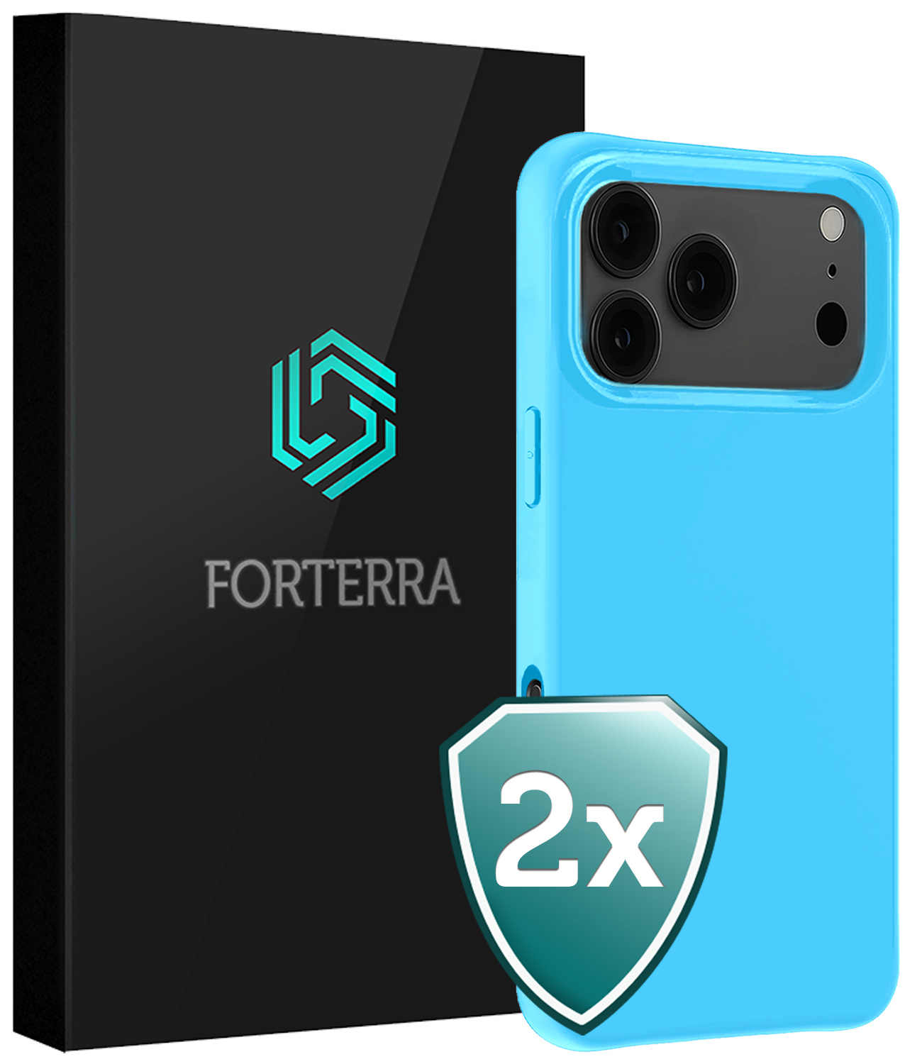 Forterra Forterra iPhone 17 Pro Max Hoesje Siliconen - Lichtblauw - 2 PACK