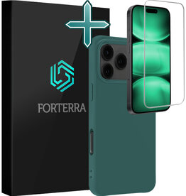 Forterra Forterra iPhone 17 Pro Max Hoesje Siliconen Met Screenprotector Met Dichte Notch - Donkergroen