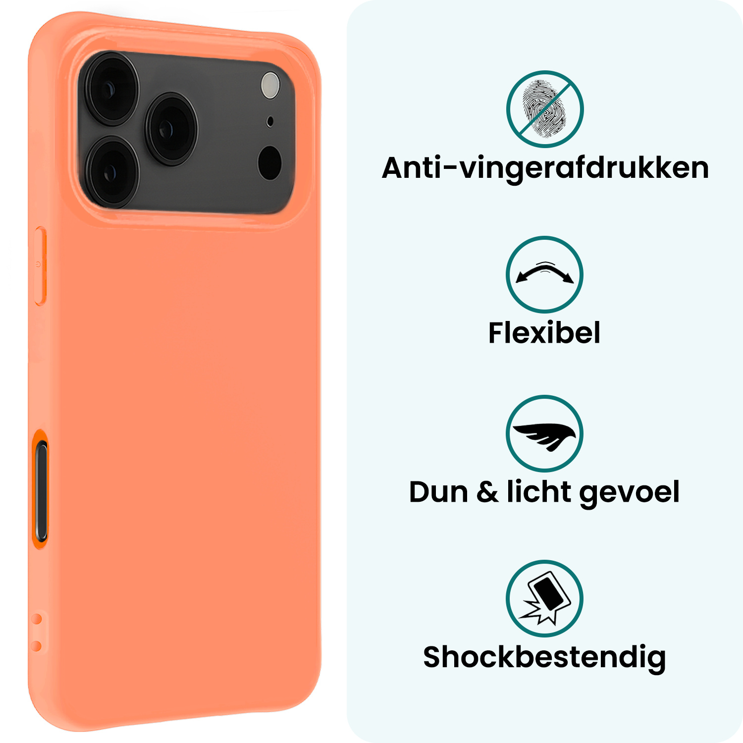 Forterra Forterra iPhone 17 Pro Max Hoesje Siliconen Met Screenprotector Met Dichte Notch - Perzik