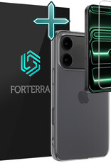 Forterra Forterra iPhone 17 Pro Max Hoesje Siliconen Met Screenprotector Met Dichte Notch - Transparant