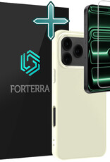 Forterra Forterra iPhone 17 Pro Max Hoesje Siliconen Met Screenprotector Met Dichte Notch - Wit