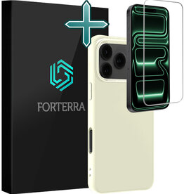 Forterra Forterra iPhone 17 Pro Max Hoesje Siliconen Met Screenprotector Met Dichte Notch - Wit