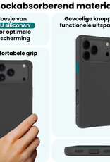 Forterra Forterra iPhone 17 Pro Max Hoesje Siliconen Met Screenprotector Met Dichte Notch - Zwart