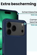 Forterra Forterra iPhone 17 Pro Max Hoesje Siliconen Met 2x Screenprotector Met Dichte Notch - Donkerblauw