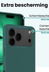 Forterra Forterra iPhone 17 Pro Max Hoesje Siliconen Met 2x Screenprotector Met Dichte Notch - Donkergroen