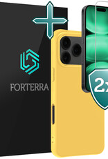 Forterra Forterra iPhone 17 Pro Max Hoesje Siliconen Met 2x Screenprotector Met Dichte Notch - Geel