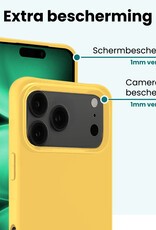 Forterra Forterra iPhone 17 Pro Max Hoesje Siliconen Met 2x Screenprotector Met Dichte Notch - Geel