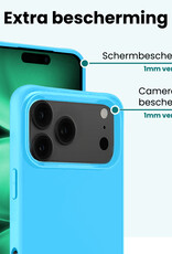 Forterra Forterra iPhone 17 Pro Max Hoesje Siliconen Met 2x Screenprotector Met Dichte Notch - Lichtblauw