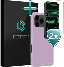 Forterra Forterra iPhone 17 Pro Max Hoesje Siliconen Met 2x Screenprotector Met Dichte Notch - Lila