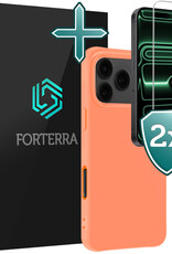 Forterra Forterra iPhone 17 Pro Max Hoesje Siliconen Met 2x Screenprotector Met Dichte Notch - Perzik