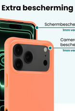Forterra Forterra iPhone 17 Pro Max Hoesje Siliconen Met 2x Screenprotector Met Dichte Notch - Perzik