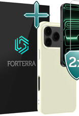 Forterra Forterra iPhone 17 Pro Max Hoesje Siliconen Met 2x Screenprotector Met Dichte Notch - Wit