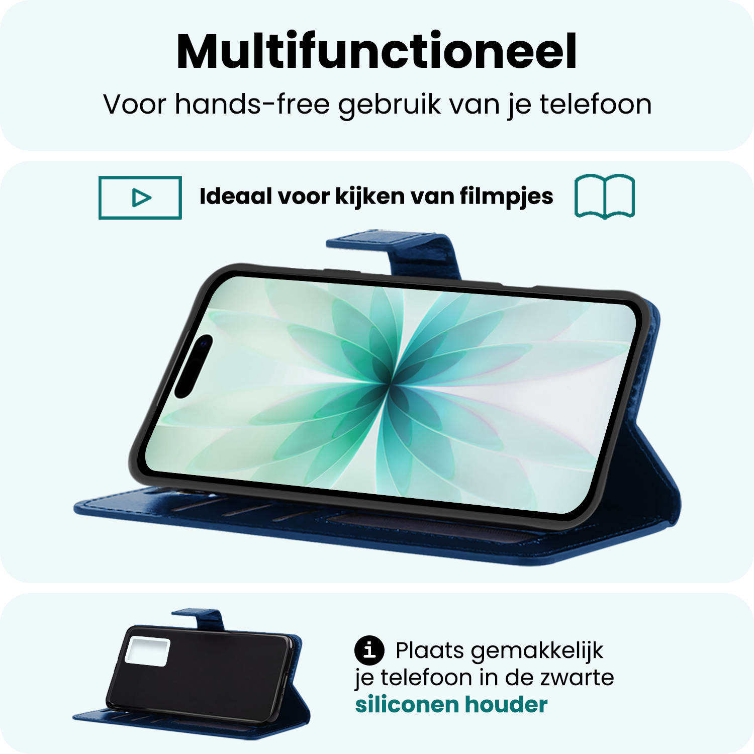 Forterra Forterra iPhone 17 Hoesje Bookcase - Donkerblauw