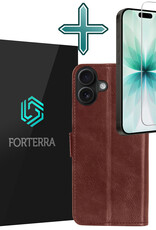 Forterra Forterra iPhone 17 Hoesje Bookcase Met Screenprotector - Bruin