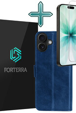 Forterra Forterra iPhone 17 Hoesje Bookcase Met Screenprotector - Donkerblauw