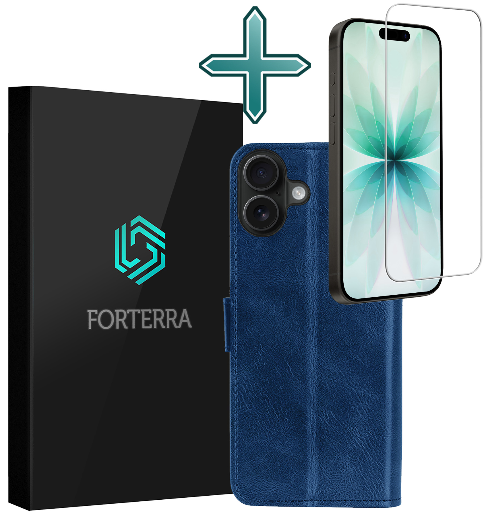 Forterra Forterra iPhone 17 Hoesje Bookcase Met Screenprotector - Donkerblauw
