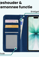 Forterra Forterra iPhone 17 Hoesje Bookcase Met Screenprotector - Donkerblauw