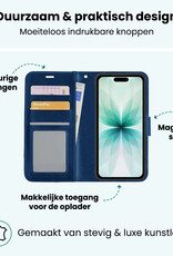 Forterra Forterra iPhone 17 Hoesje Bookcase Met Screenprotector - Donkerblauw