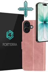 Forterra Forterra iPhone 17 Hoesje Bookcase Met Screenprotector - Rose Goud