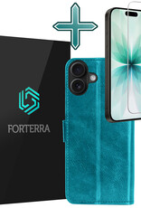 Forterra Forterra iPhone 17 Hoesje Bookcase Met Screenprotector - Turquoise