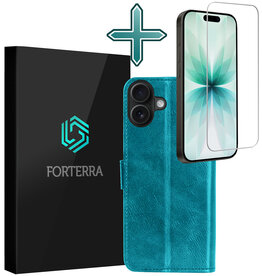 Forterra Forterra iPhone 17 Hoesje Bookcase Met Screenprotector - Turquoise