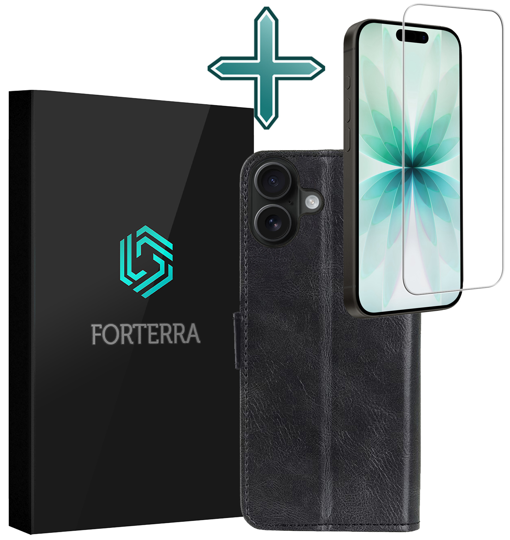 Forterra Forterra iPhone 17 Hoesje Bookcase Met Screenprotector - Zwart