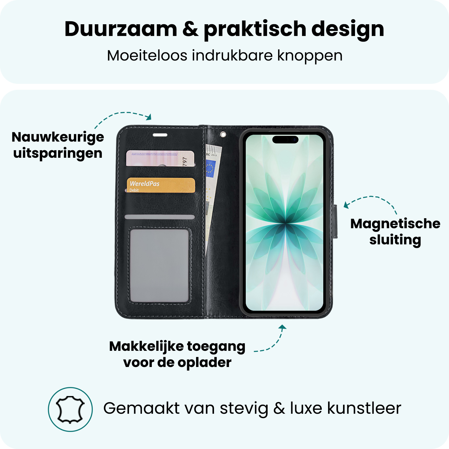 Forterra Forterra iPhone 17 Hoesje Bookcase Met Screenprotector - Zwart