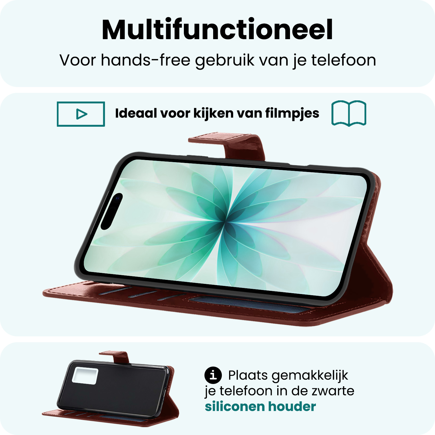 Forterra Forterra iPhone 17 Hoesje Bookcase Met 2x Screenprotector - Bruin