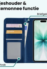 Forterra Forterra iPhone 17 Hoesje Bookcase Met 2x Screenprotector - Donkerblauw