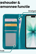 Forterra Forterra iPhone 17 Hoesje Bookcase Met 2x Screenprotector - Turquoise