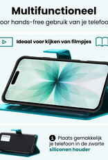 Forterra Forterra iPhone 17 Hoesje Bookcase Met 2x Screenprotector - Turquoise