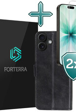 Forterra Forterra iPhone 17 Hoesje Bookcase Met 2x Screenprotector - Zwart