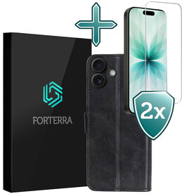 Forterra Forterra iPhone 17 Hoesje Bookcase Met 2x Screenprotector - Zwart
