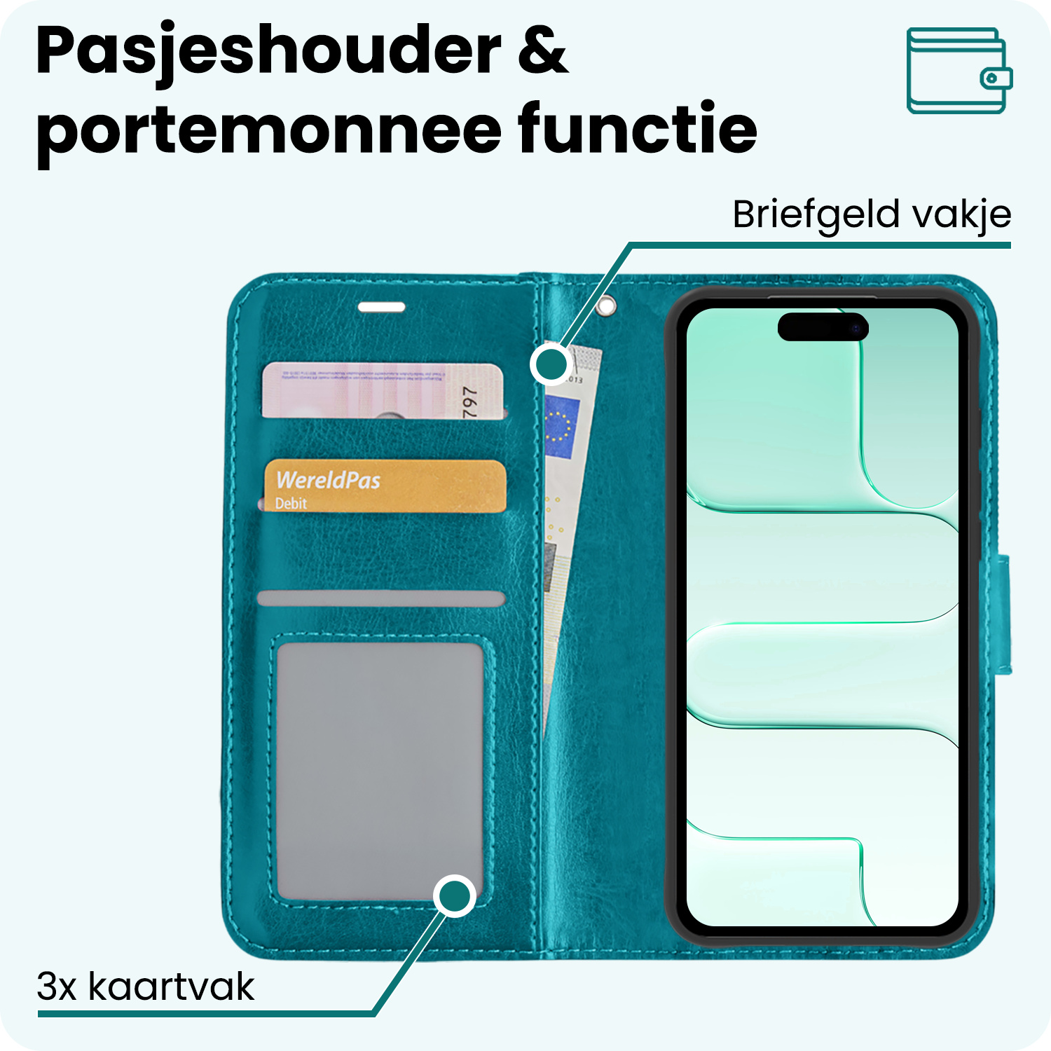 Forterra Forterra iPhone Air Hoesje Bookcase - Turquoise