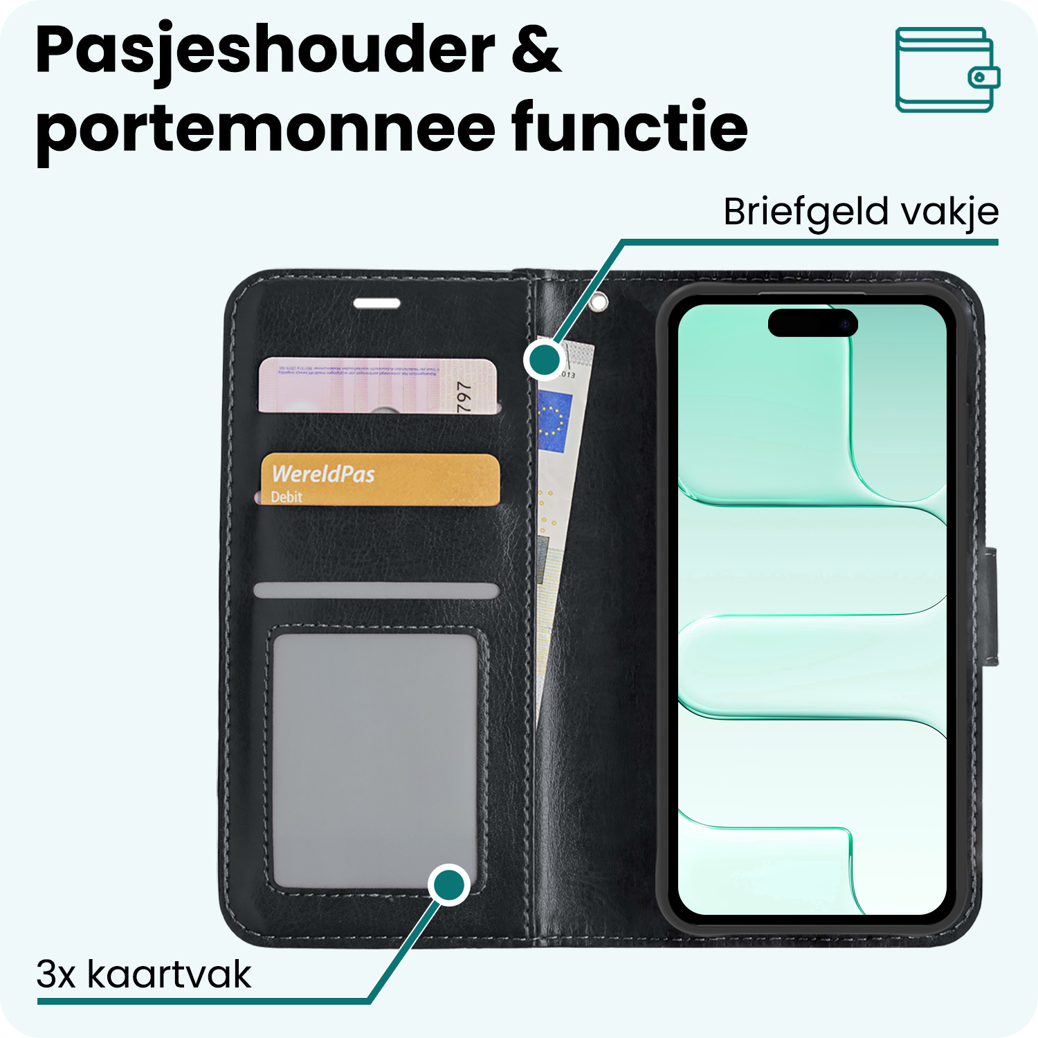 Forterra Forterra iPhone Air Hoesje Bookcase - Zwart