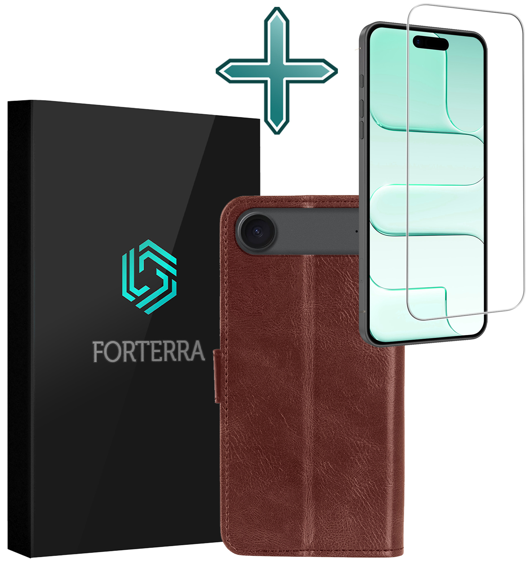 Forterra Forterra iPhone Air Hoesje Bookcase Met Screenprotector - Bruin