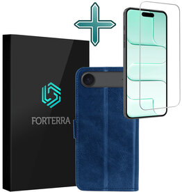 Forterra Forterra iPhone Air Hoesje Bookcase Met Screenprotector - Donkerblauw